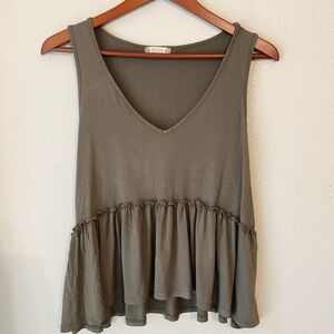 Altar’d State olive green peplum tank top size XL